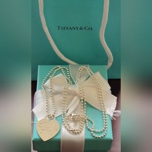 Tiffany & Co. Return to Tiffany Serialized Heart Tag on 34" small bead chain